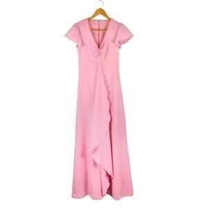 Vintage Pink Polyester Maxi Dress Size XS